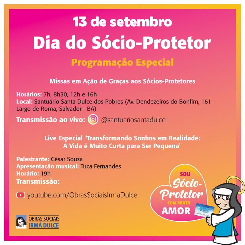 Missas e live marcam homenagens das Obras Sociais Irmã Dulce aos sócios-protetores da instituição